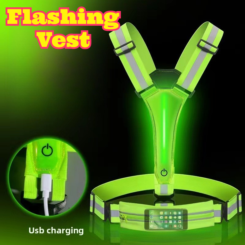 Reflective Vest Cycling - Rompi Reflektif Bercahaya LED Visibilitas Tinggi