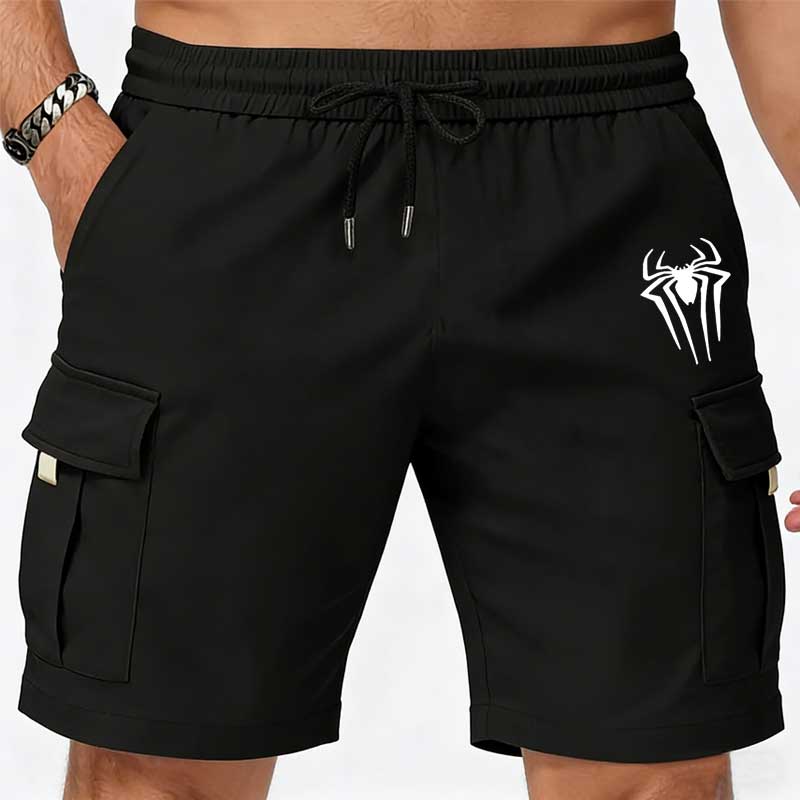 Cycling To Work - Celana Pendek Cargo Pria Motif Laba-laba,