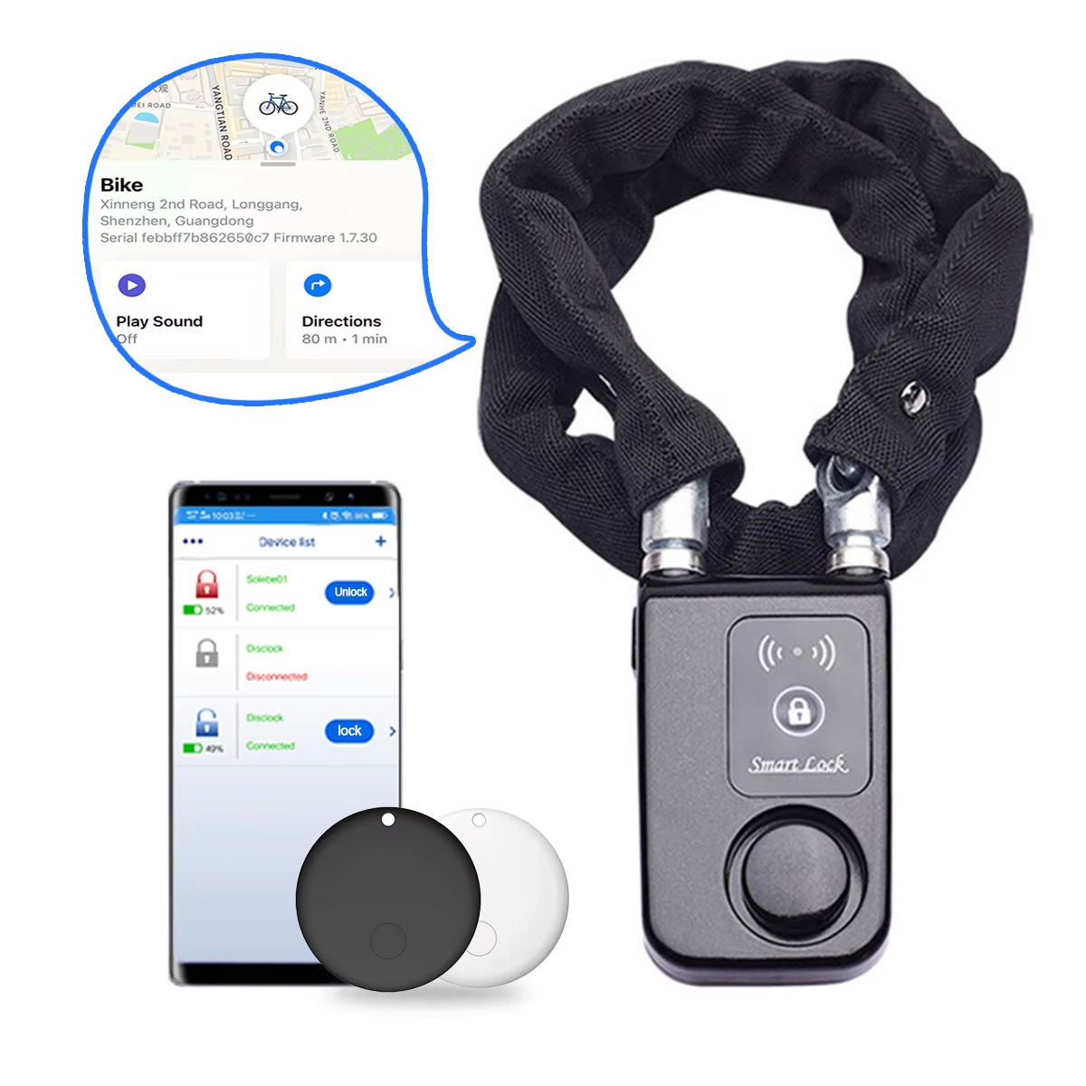 Chain Lock Combination - Kunci Rantai Sepeda Alarm 110dB dengan