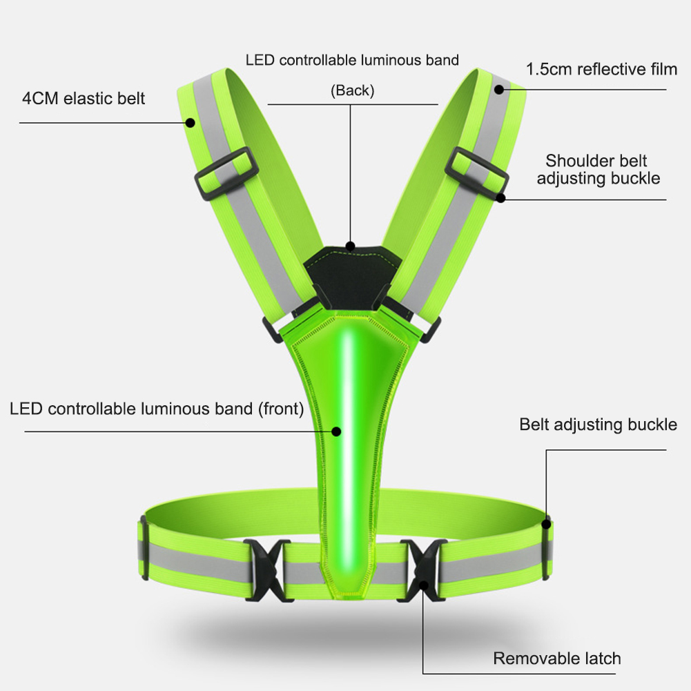 Reflective Vest Cycling - Rompi Reflektor LED Elastis untuk Bersepeda,