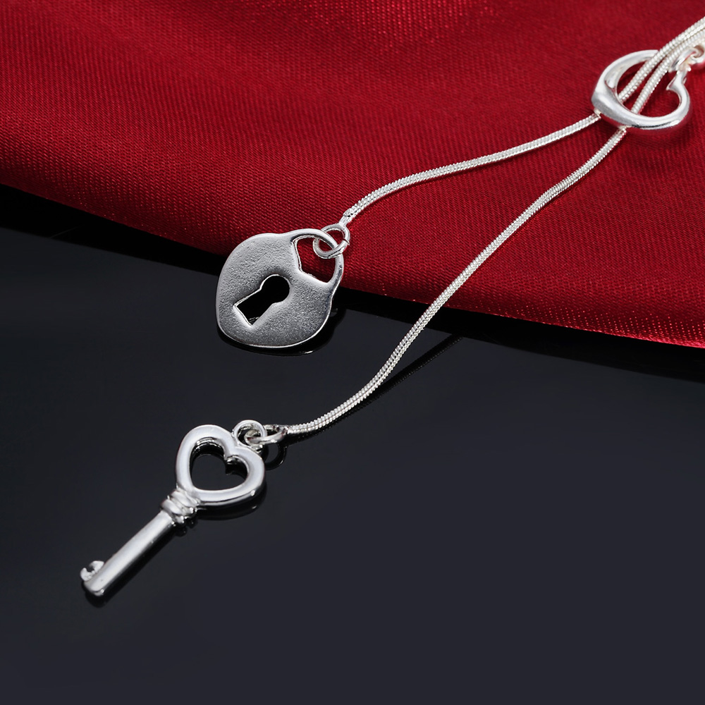 Fine 925 perak murni kalung ku - Chain Lock Combination ulasan dan harga