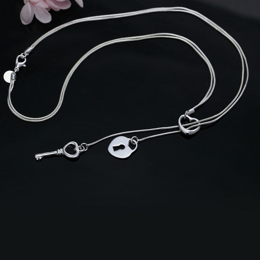 Fine 925 perak murni kalung ku - Chain Lock Combination ulasan dan harga